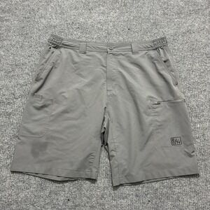 Fintech Mens Cargo Shorts Size 2XL Gray Zip Pocket Outdoor Casual Mid Rise